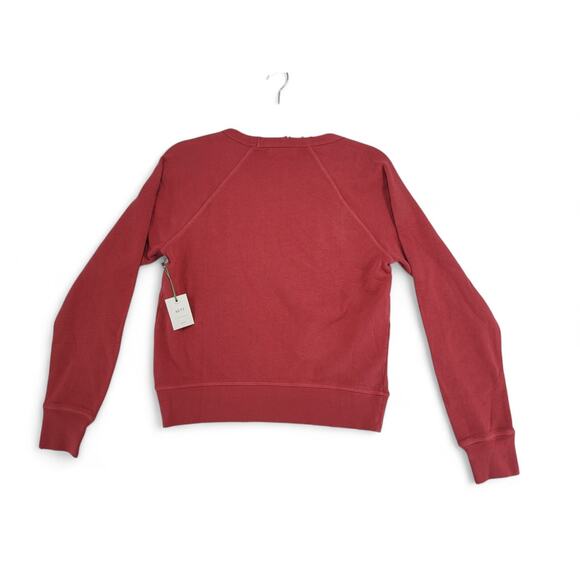 AE77 Unisex Distressed Crewneck Sweatshirt XS Red 100% Cotton Made in USA NWT - Picture 5 of 5
